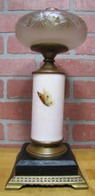 Load image into Gallery viewer, Antique Decorative Arts Hand Painted Bird Butterfly Flower Oil Lamp Brass Glass
