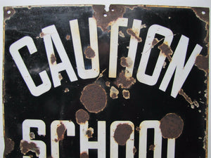 Old CAUTION SCHOOL "SLO" State Road Comission Porcelain Sign Balto En Nov NY