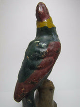 Load image into Gallery viewer, Antique Cast Iron Parrot Doorstop fabulous art statue old paint bird door stop
