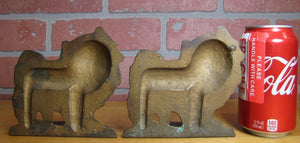 Old PEKINGESE Bookends Cast Iron Bronze Wash Decorative Art Dog Statues