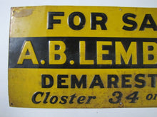 Load image into Gallery viewer, Antique FOR SALE A.B. LEMBECK Demarest NJ Embossed Metal Sign old real estate ad
