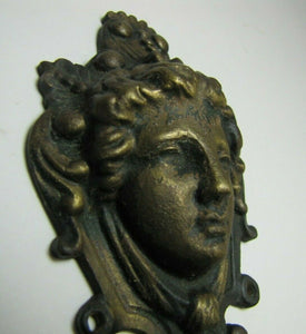 Antique Brass Beautiful Maiden Goddess Decorative Arts Figural Hardware Element