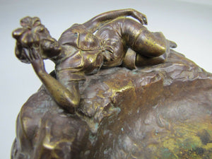 19c VICTORIAN BATHING BEAUTY Bronze Cigar Ashtray Decorative Arts Figural Tray