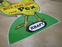Load image into Gallery viewer, Vintage Farm Chicken Feed Seed Advertising Sign &#39;Milk-Bank Boost from Pex&#39; Kraft
