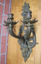 Load image into Gallery viewer, Vtg Brass Figural Head Lamp Light Large Wall Mount Sconce 3 Candle Lite Holder
