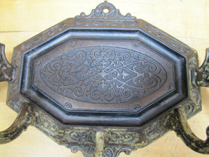 Antique 19c Decorative Arts Wall Bracket Hanger Hook Cast Iron Ornate Hardware