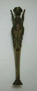 Antique 19c Bronze Winged Goddess Maiden Decorative Arts Ornate Hardware Element