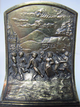 Load image into Gallery viewer, JENNING BROS Antique Bookends JB Village Scene Dancers Fine Ornate Detail
