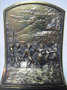 JENNING BROS Antique Bookends JB Village Scene Dancers Fine Ornate Detail