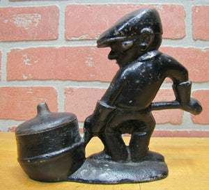 Antique Cast Iron PANGBORN Foundry Worker Doorstop Decorative Art Statue
