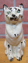 Load image into Gallery viewer, CJO JUDD CAT Orig Old Cast Iron Doorstop Decorative Art Statue White Green Eyes
