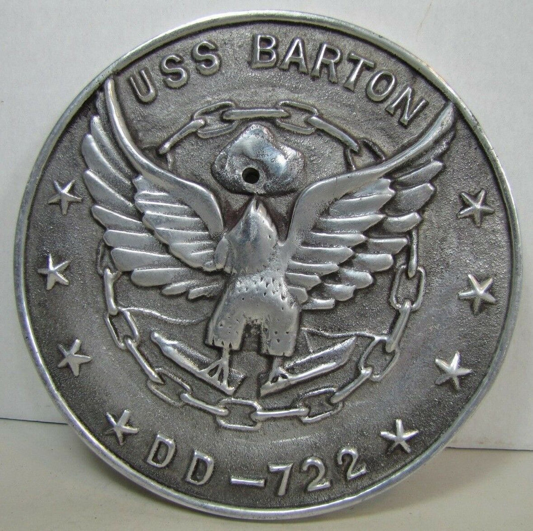 USS BARTON DD-722 Navy Ship Plaque Sumner-class Destroyer WW2 Naval Sign