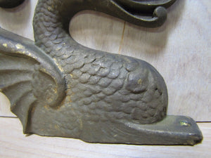 Antique Dragon Serpent Monster Brass Decorative Art Ornate Hardware Element