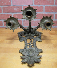 Load image into Gallery viewer, Vtg Brass Figural Head Lamp Light Large Wall Mount Sconce 3 Candle Lite Holder
