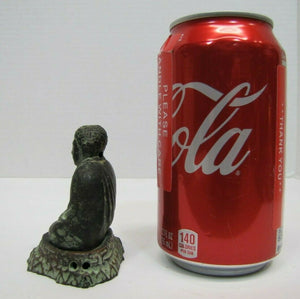 Old Buddha Incense Burner figural cast metal bronze wash small detailed 2pc