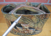 Load image into Gallery viewer, Orig Old WELLER WOODCRAFT FOXES 3 Cubs Decorative Art Vase Flower Frog Planter

