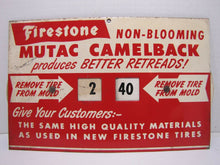 Load image into Gallery viewer, 1940s FIRESTONE TIRES Advertising Sign Gas Station Repair Shop Retread Mold
