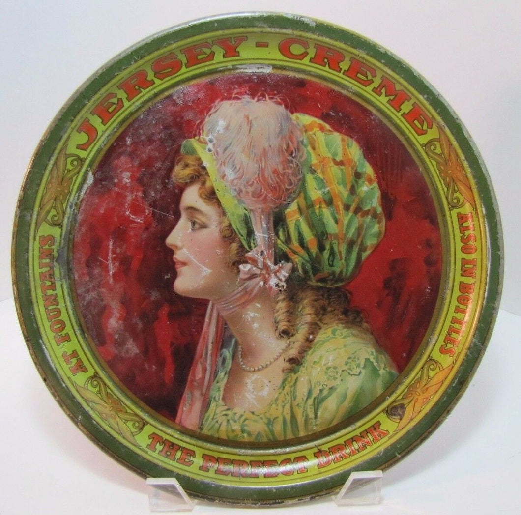 Antique JERSEY-CREME The Perfect Beverage Adv Tray at fountains also in bottles