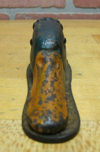 Antique Cast Iron Duck with Glass Eyes Paperclip Paperweight Decorative Desk Art