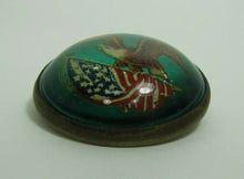 Load image into Gallery viewer, Antique Eagle American Flag Bubble Bowed Front Pin Pinback Horse Briddle Ornate
