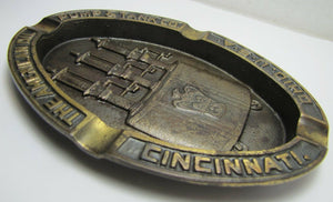AMERICAN OIL PUMP & TANK Co CINN OHIO USA Old Cast Iron Advertising Tray Ashtray