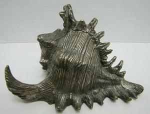 Conch Shell Vintage Decorative Arts Metal Statue Nautical Seaside Seashore Decor