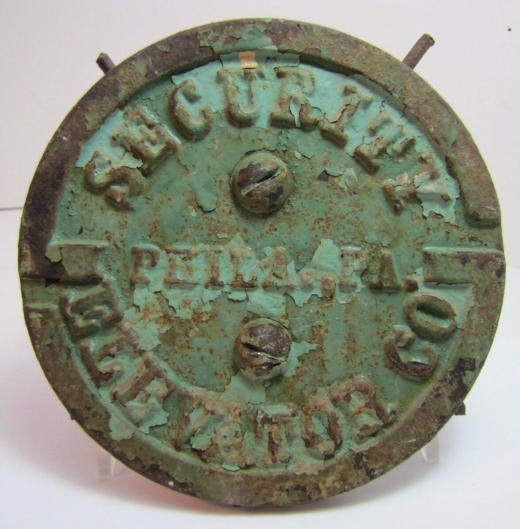 Old Security Elevator Co Phila Pa Cast Iron Plaque Sign Embossed Advertising