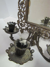 Load image into Gallery viewer, BRADLEY &amp; HUBBARD Antique Victorian Bevel Edge Mirror Triple Candle Holder B&amp;H
