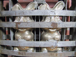 Old Crazy Bunnies Looney Bin Bunny Chocolate Mold HD Hinged Metal Decorative Kitchen Art