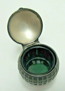 JB JENNING BROS Golf Ball Figural Antique Inkwell Green Glass Insert Pat Appld
