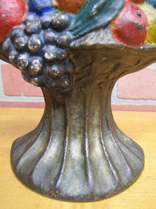 FRUIT BASKET ALBANY FOUNDRY Antique Cast Iron Doorstop Decorative Art Statue