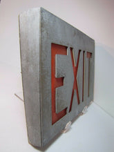 Load image into Gallery viewer, EXIT Lighted Sign Vtg Miller Framed Metal Back Mount Industrial Shop Safety
