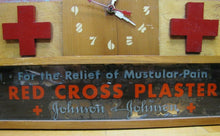 Load image into Gallery viewer, Old JOHNSON &amp; JOHNSON RED CROSS PLASTER Advertising ROG Sign Lighted Clock J&amp;J
