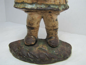 Dolly Old Cast Iron Figural Young Girl & Doll Doorstop Decorative Art Statue