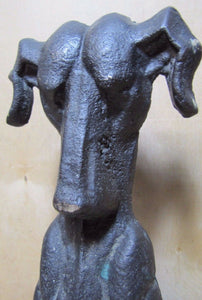 Antique Brass Whippet Dog Doorstop Whimsical Decorative Art Statue Old Make-Do