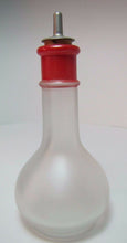 Load image into Gallery viewer, Old Bitters Frosted Glass Bottle Red Lettering Advertising Liquor Jar Decanter
