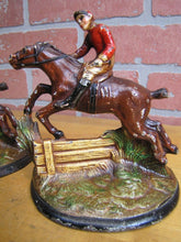 Load image into Gallery viewer, EQUESTRIAN HORSE RIDER LANDSCAPE Old Bookends Figural Cast Iron Detailed

