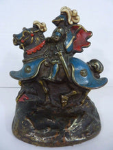 Load image into Gallery viewer, KNIGHT IN SHINING ARMOUR WARRIOR ON HORSEBACK Old Bookend Decorative Art Statue
