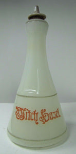 Antique Witch Hazel Apothecary White Clambroth Glass Bottle drug store barber ad