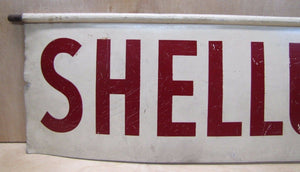 Orig Old SHELLUBRICATION Adv Sign 2 side SHELL Gas Station lube auto repair shop