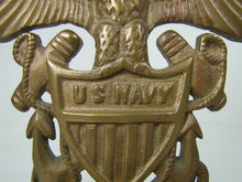 Load image into Gallery viewer, Old Brass US NAVY Spread Winged Eagle Shield Anchors Figural Doorstop Bookend
