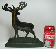 Load image into Gallery viewer, ELK STANDING ON ROCKS Antique Cast Iron Wildlife Doorstop Decorative Arts Statue
