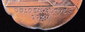 Orig 1937 TRENTON TIMES GOLDEN GLOVES BOXING Medal Medallion ornate design