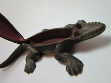 Load image into Gallery viewer, Antique Cast Iron Alligator match safe trinket tray top lift old original paint
