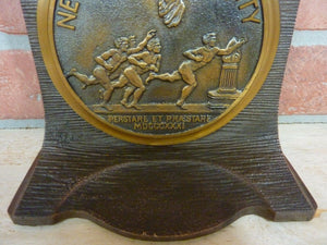 1930s NYU New York University Decorative Art Bookend Doorstop CS&C Co ci&brass