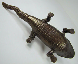 Old Alligator Ashtray Match Cigar Holder Sebring Fla Souvenir cast metal copper