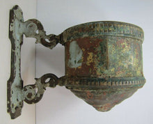 Load image into Gallery viewer, Antique Oil Lamp Wall Mount Bracket unique early bronze copper ornate detailing
