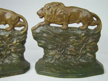 Load image into Gallery viewer, c1930 CROUCHING LION  Connecticut Foundry Bookends Decorative Art Statues
