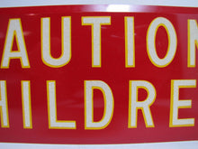 Load image into Gallery viewer, Old CAUTION CHILDREN Sign tin metal bevel edge reflective letters
