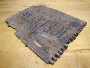 JELL-O ICE CREAM Old Wood Crate Box Panel Advertising Sign Genesee Food Leroy NY